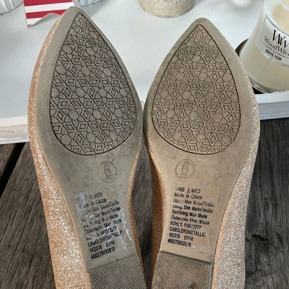 Candies Gold Metallic Flats Size 6M EUC - Picture 5 of 6